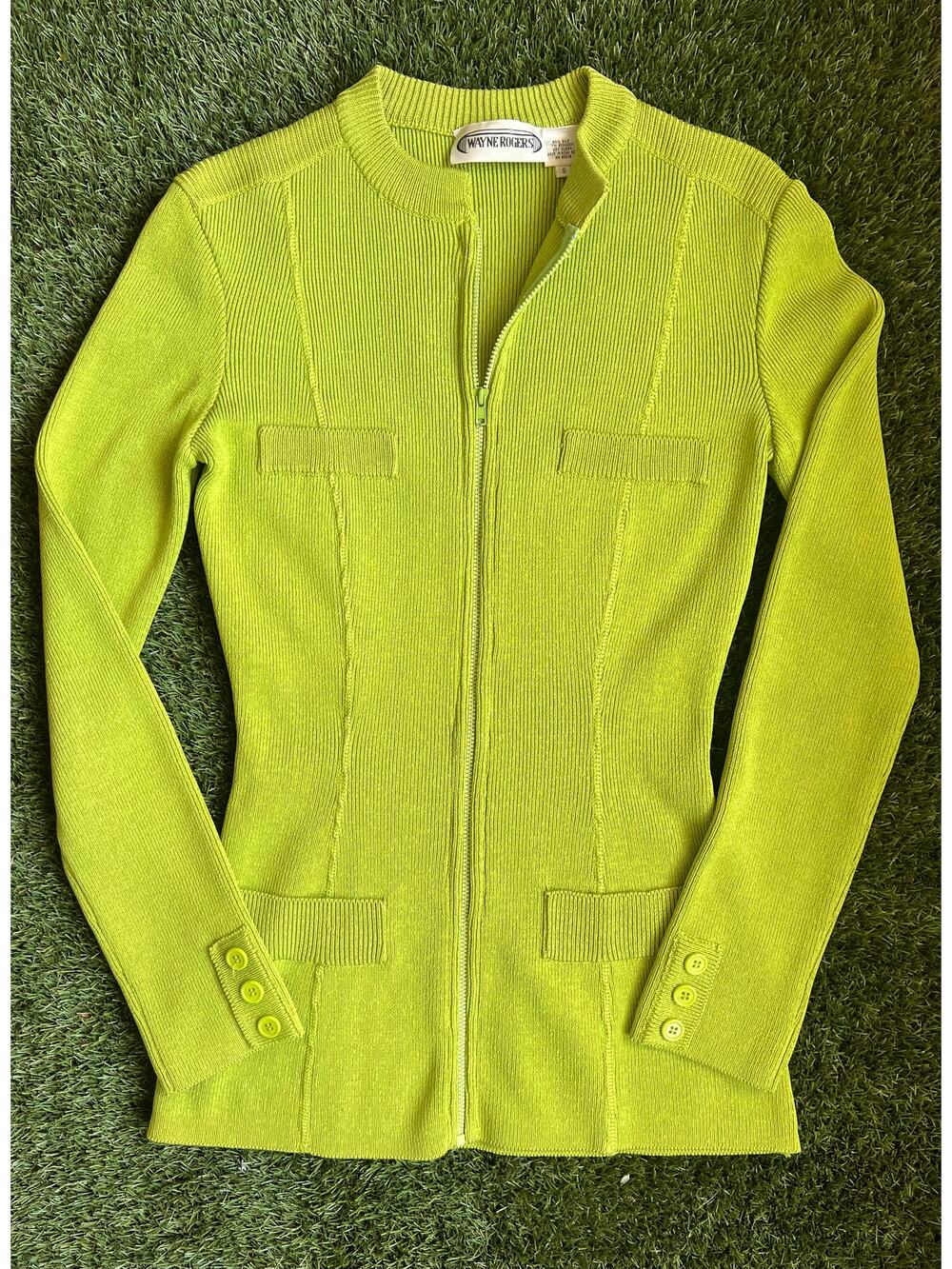 Wayne Rodger’s Vintage Silk Zip Front Structured Cardigan Womens Small